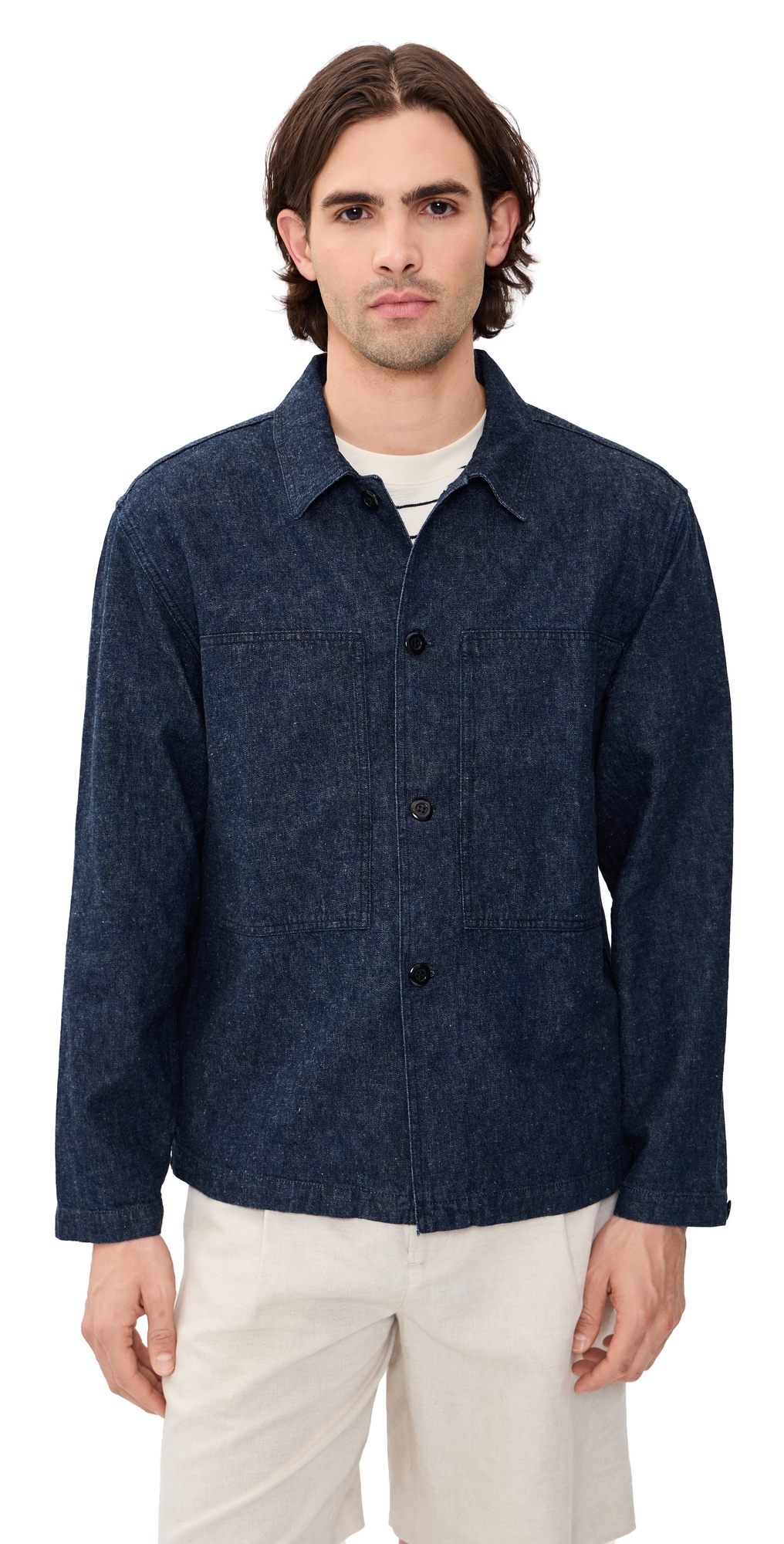 Mafra Denim Cotton and Linen Overshirt Indigo