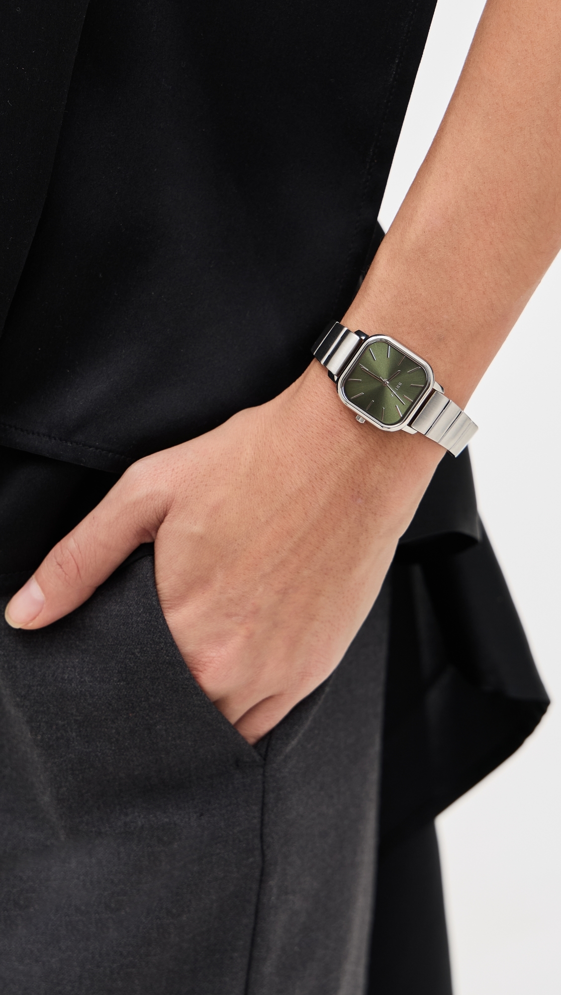 Esther Watch Silver/Moss One Size