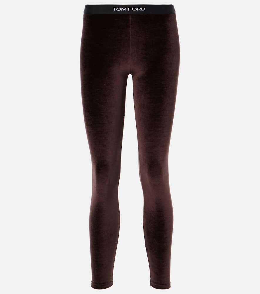 Logo velour leggings