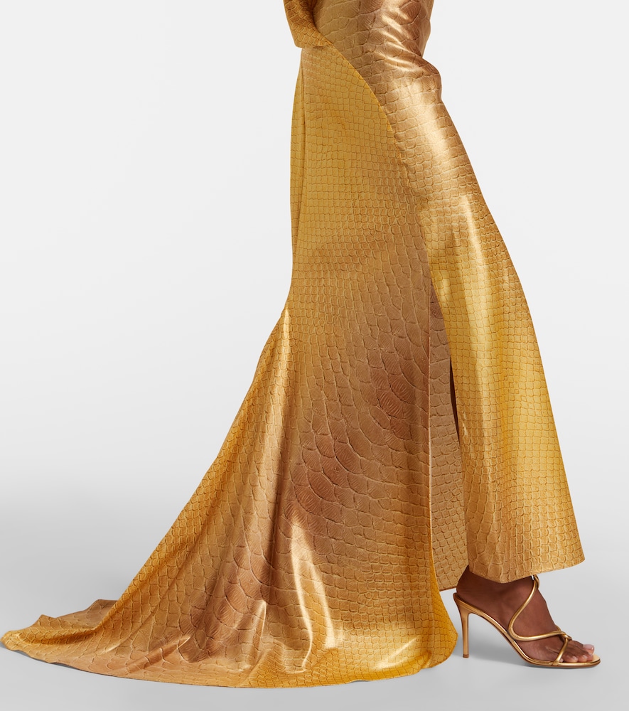 Snake-print silk gown