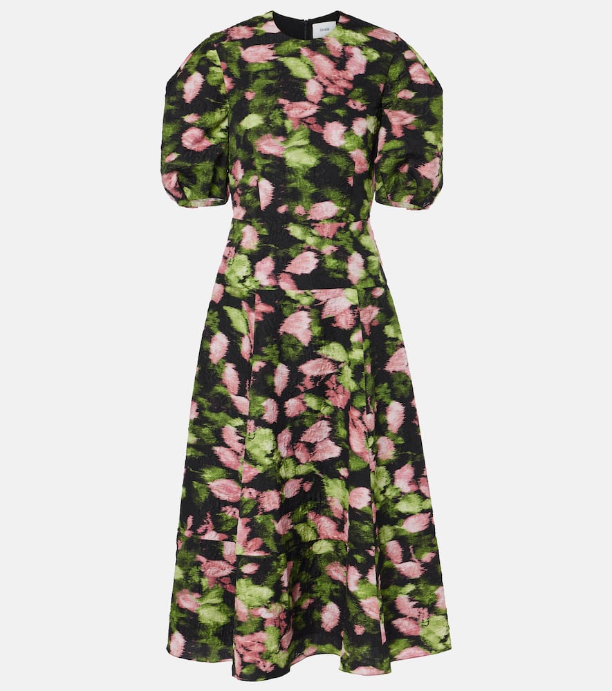 Floral matelassé midi dress