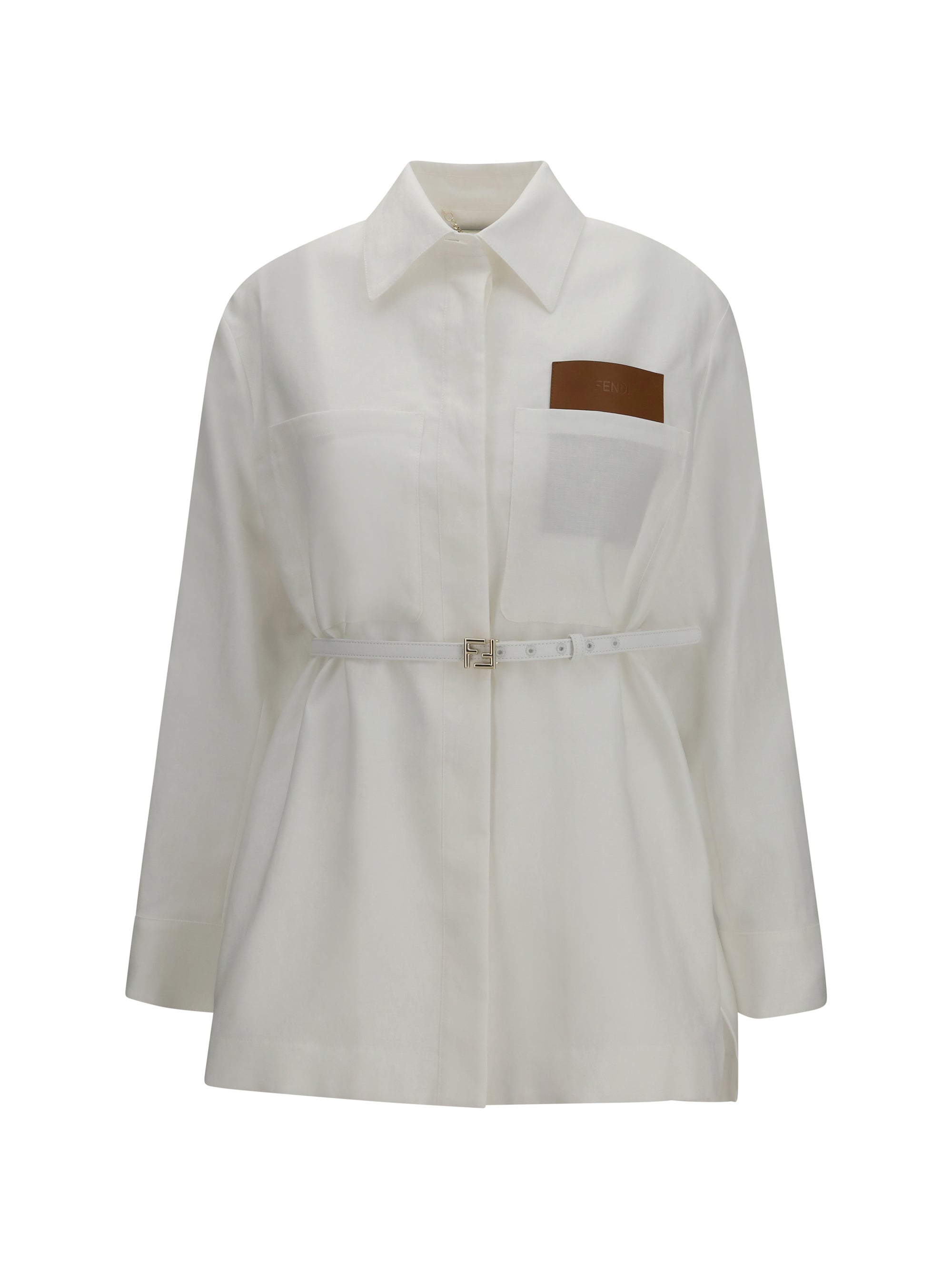 Linen and Cotton Belted Jacket — White