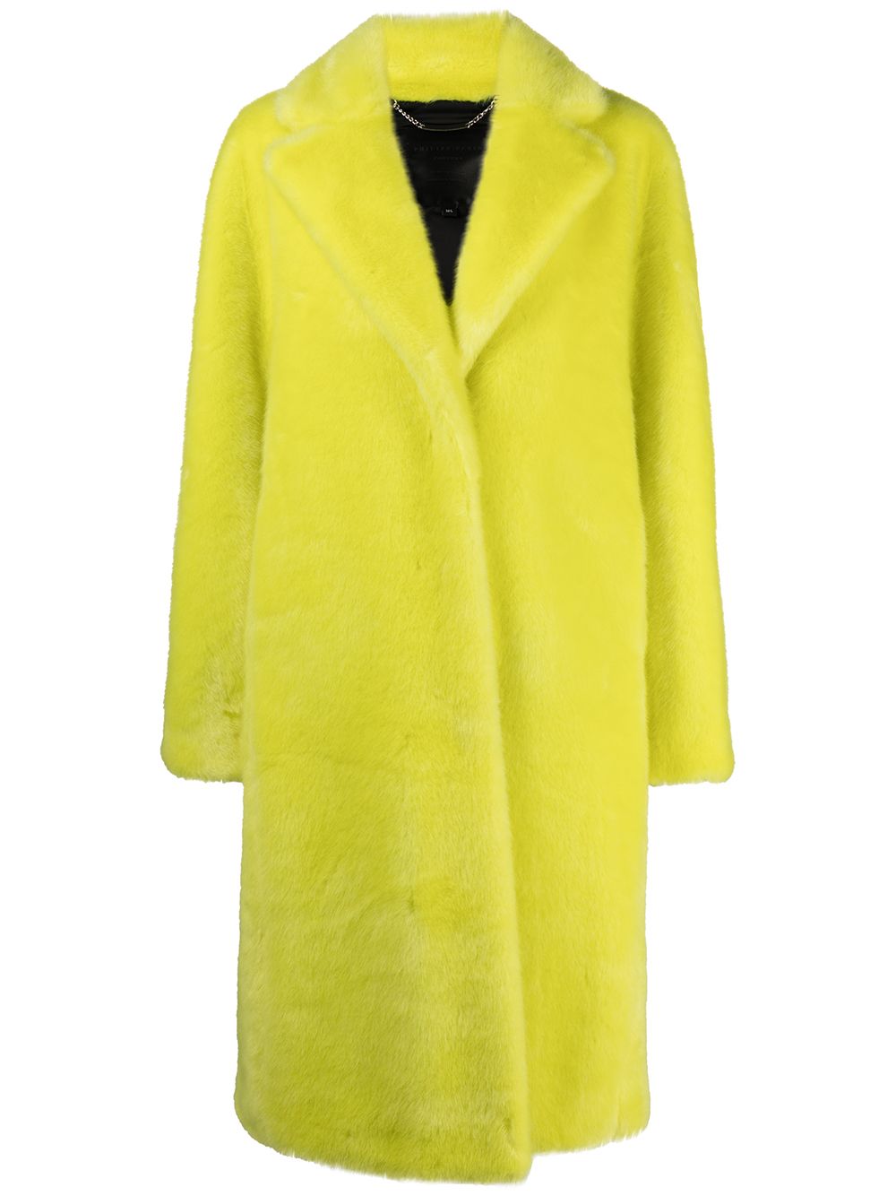 Graffiti-print faux-fur coat - Yellow