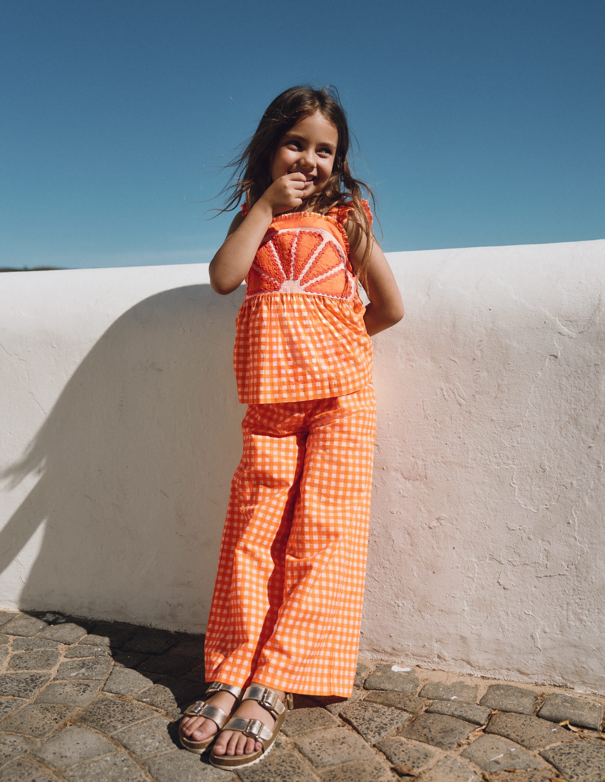 Girls Wide Leg Pants in Orange | Size 2-3 Years