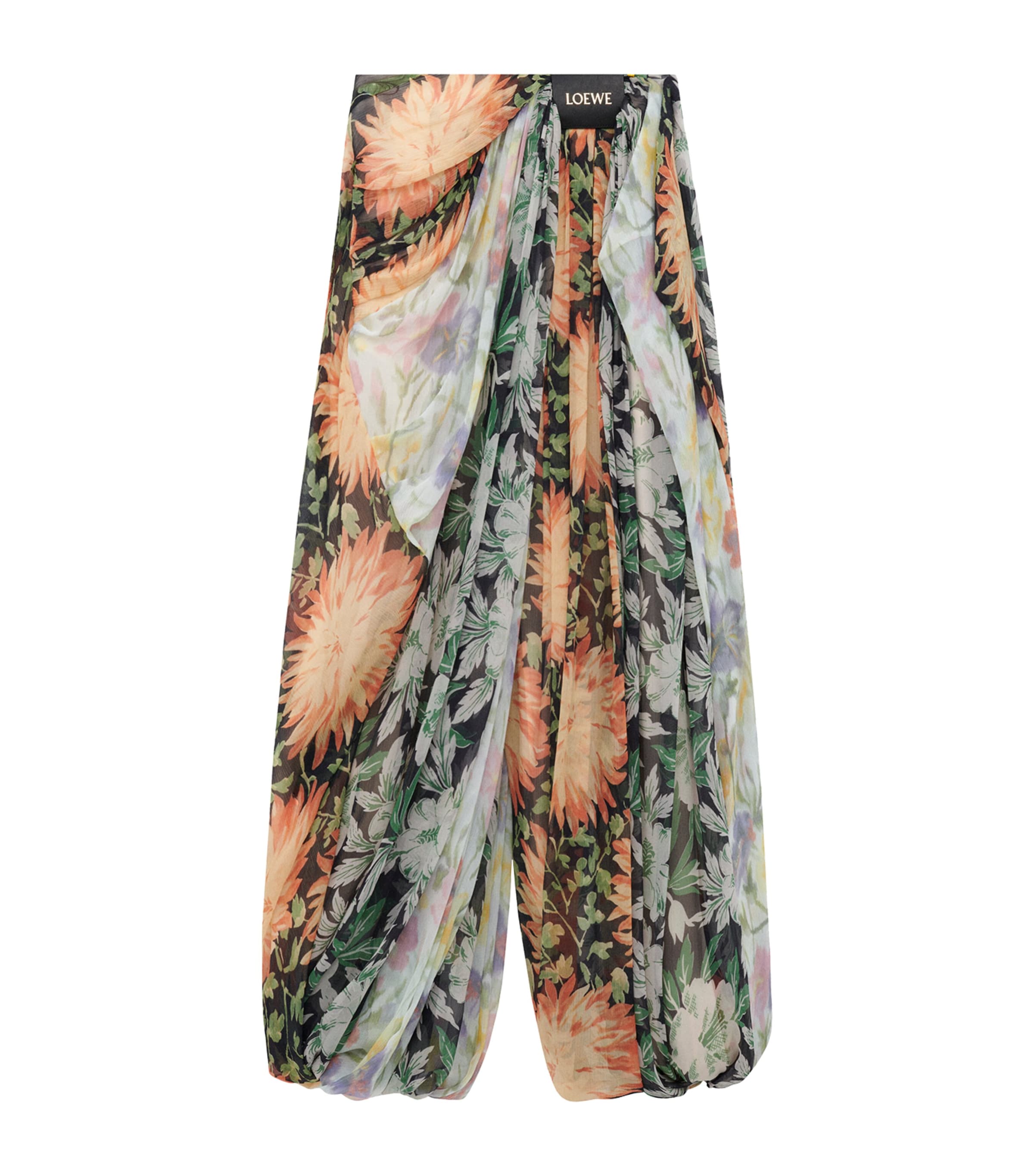 Loewe Silk Floral Draped Trousers