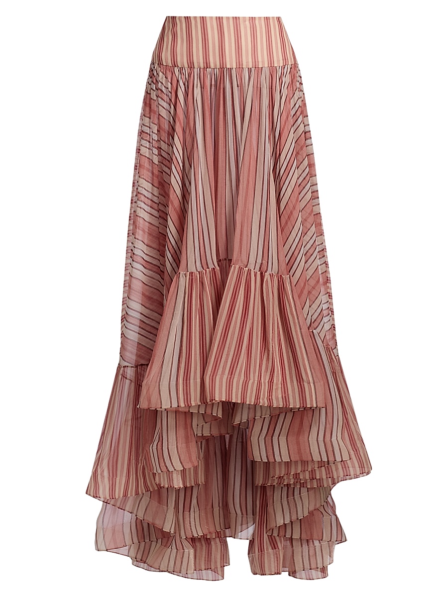 Women's Story Striped High-Low Maxi Skirt - Red Stripe