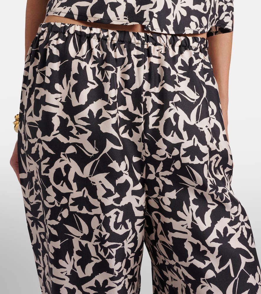 Loreto printed silk twill wide-leg pants