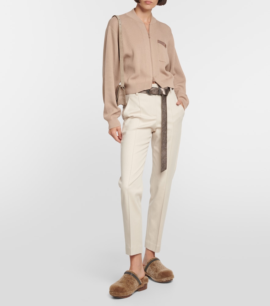Cotton-blend slim pants