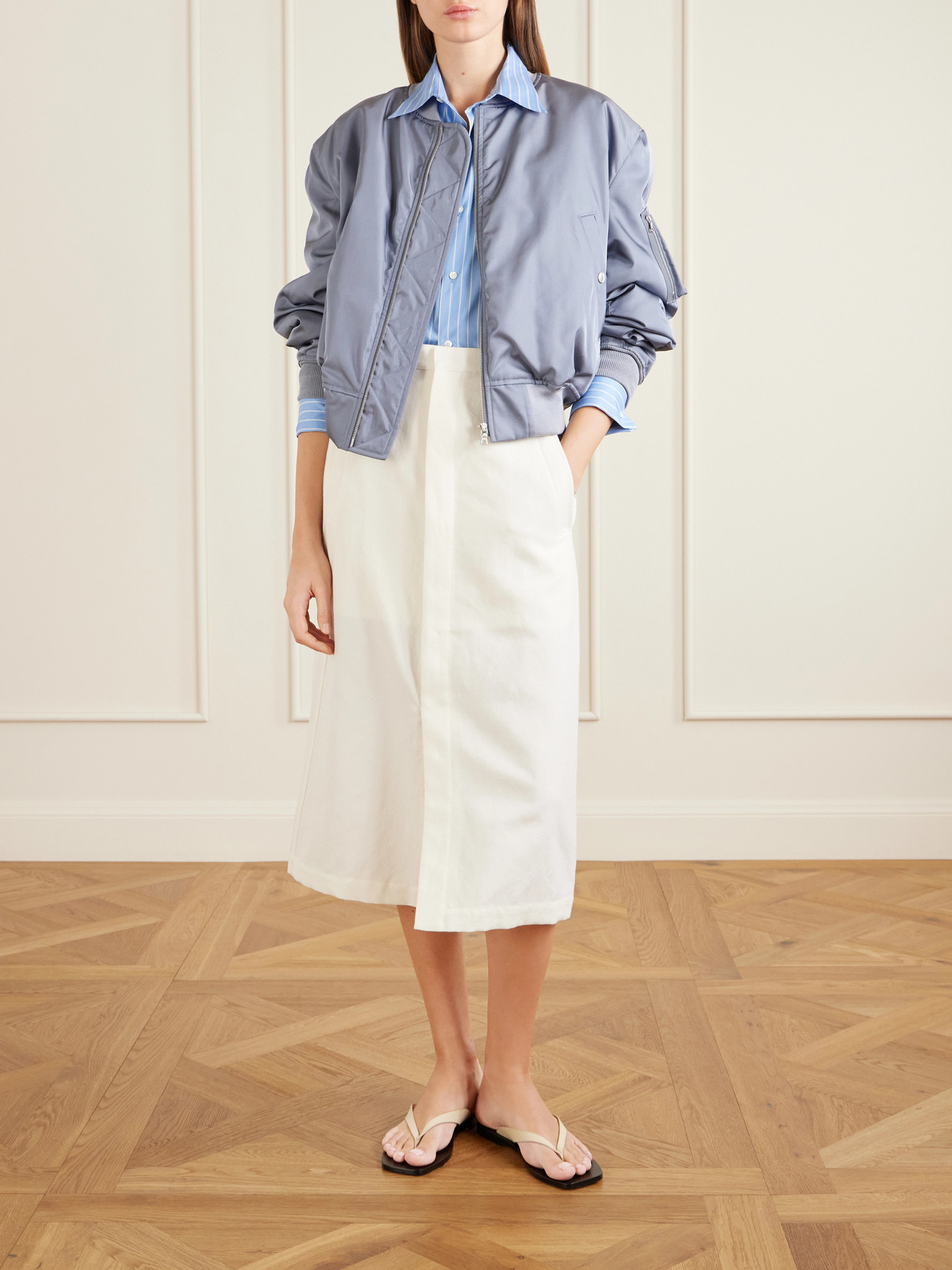 Silk-twill Bomber Jacket - Blue