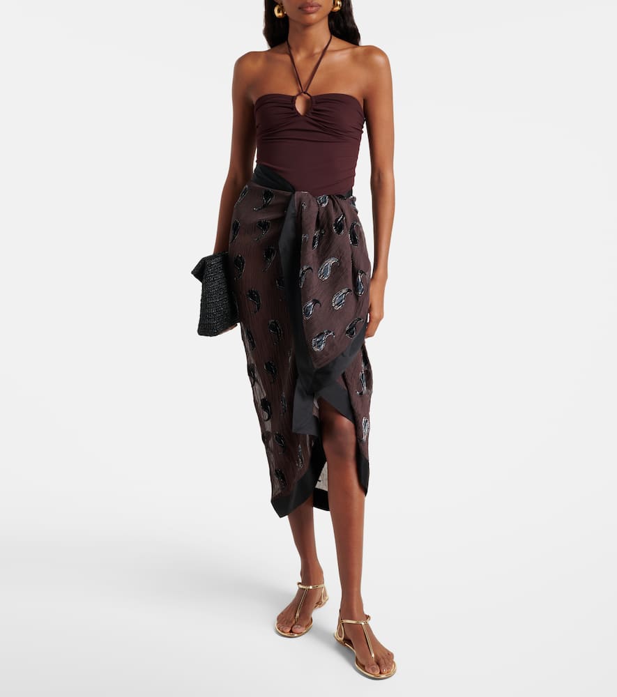Keyhole halterneck swimsuit