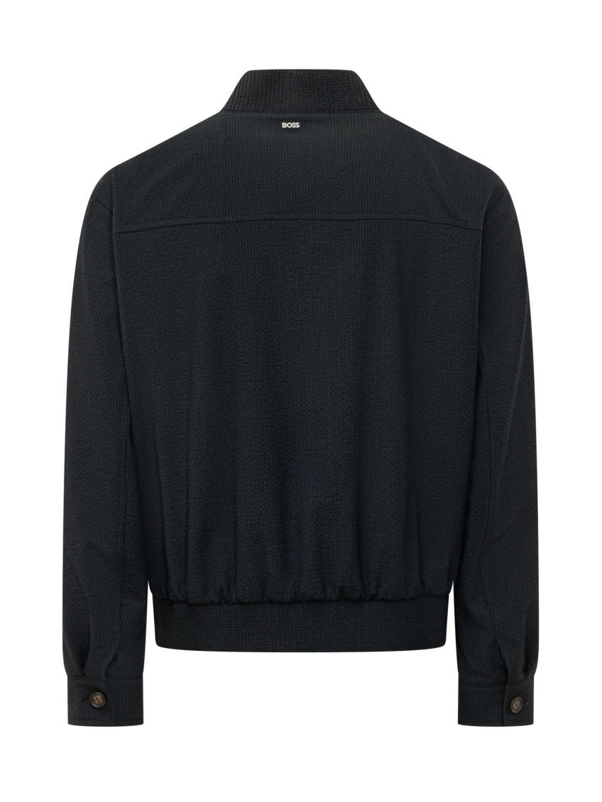 Navy Blue Band Collar Jacket