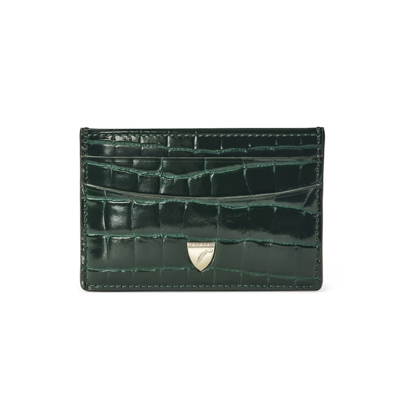 Slim Credit Card Holder in Evergreen Patent Croc