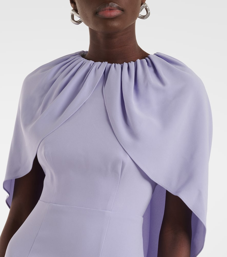 Caped crêpe satin cocktail dress