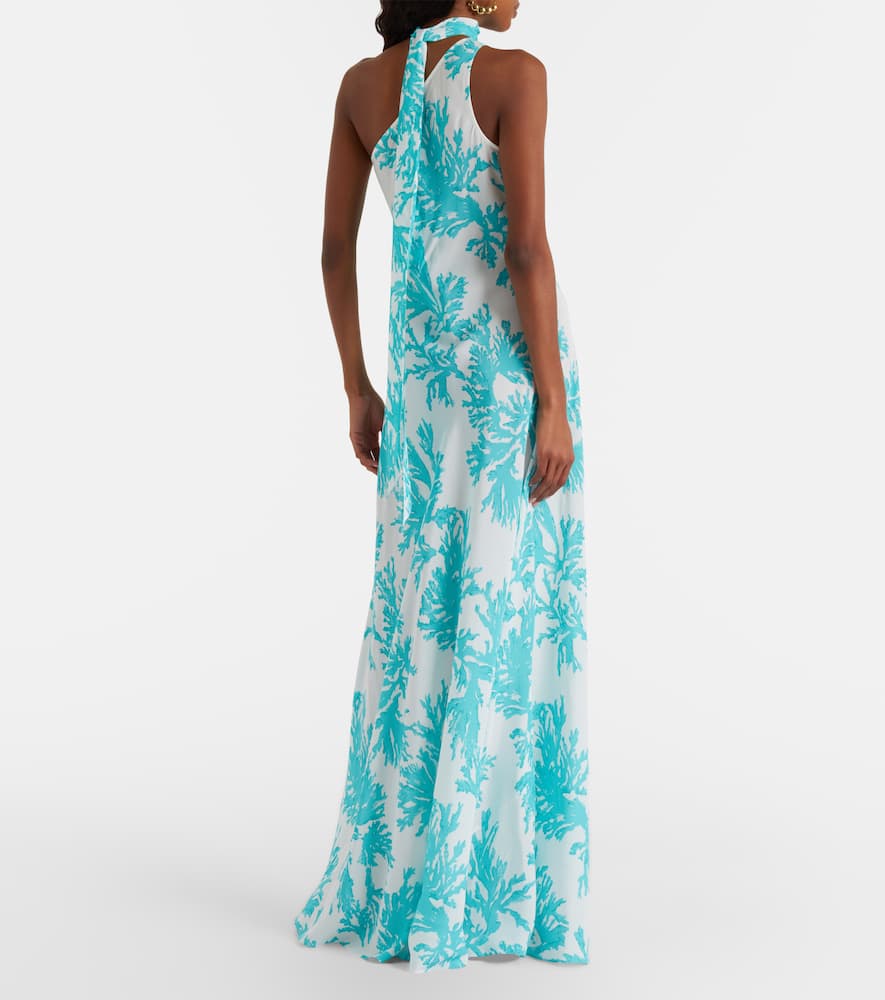 Odetta scarf-detail one-shoulder gown