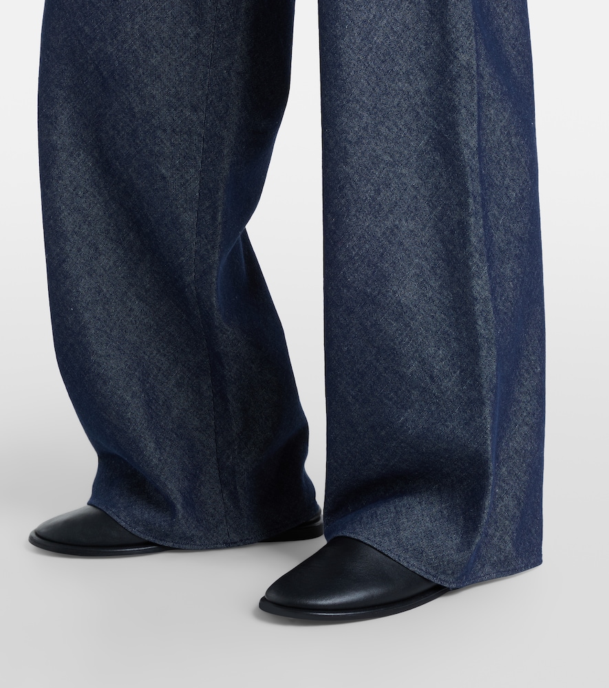 Colette cotton and linen chambray wide-leg pants