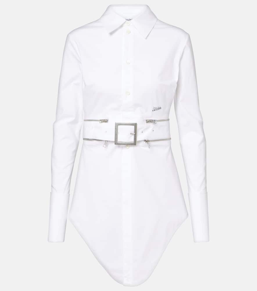 Belted cotton-blend shirt dress