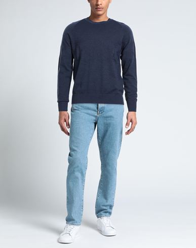 Man Sweater Blue Size 40 Wool, Cotton