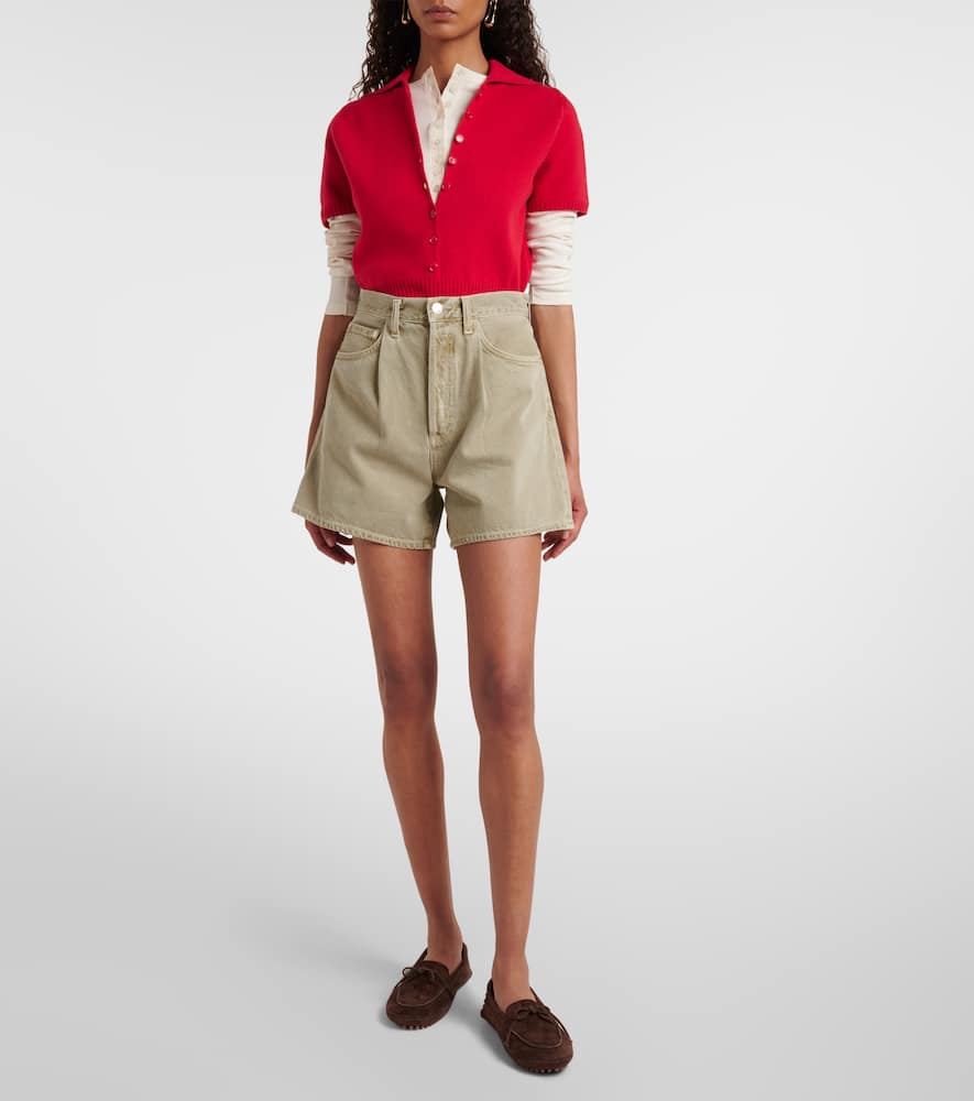 Mid-rise denim shorts