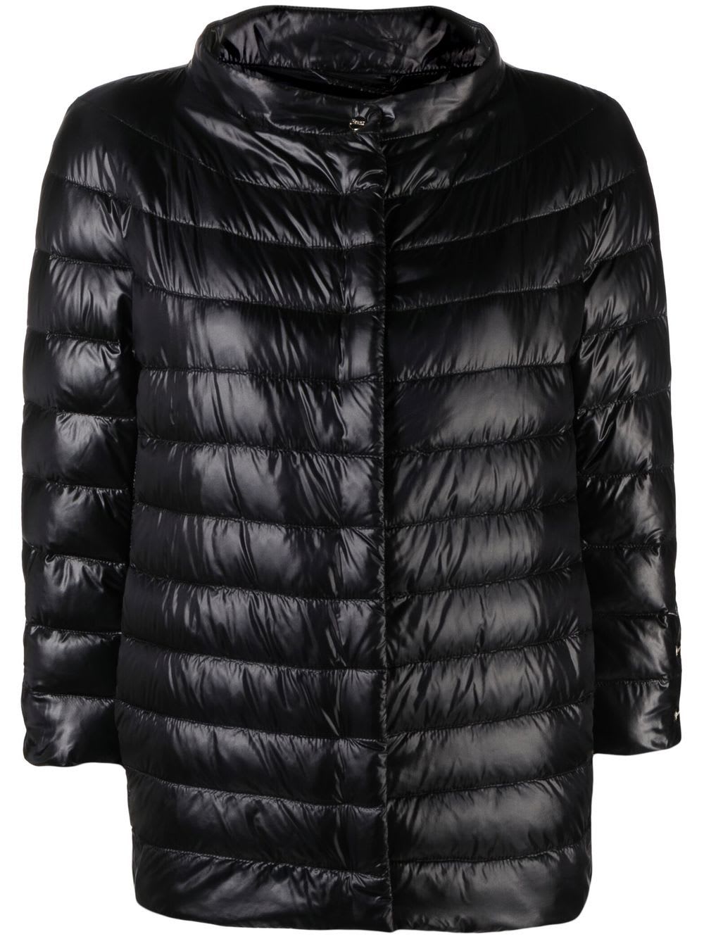 Black Brown quilted padded jacket