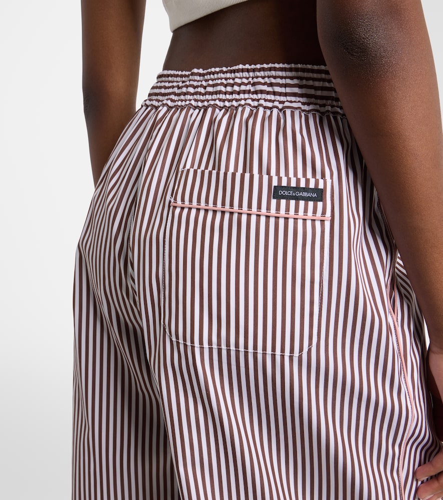 Striped cotton and silk wide-leg pants