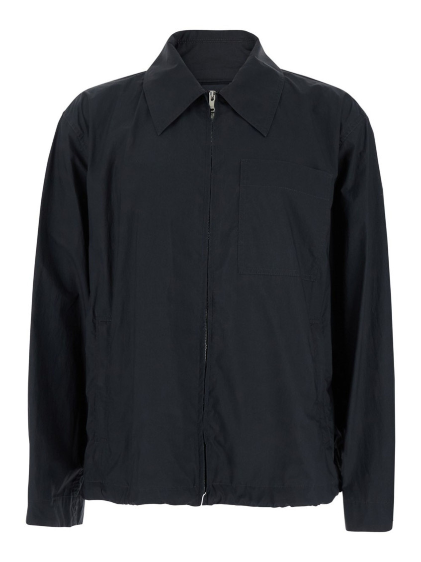 Grey Jacket With Pocket On The Front And Resin Finish In Cotton Man