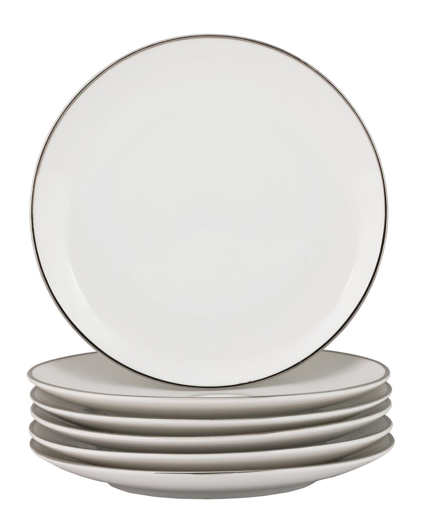 Set Of 6 Royal Coupe Silver Line Salad/Dessert Plates