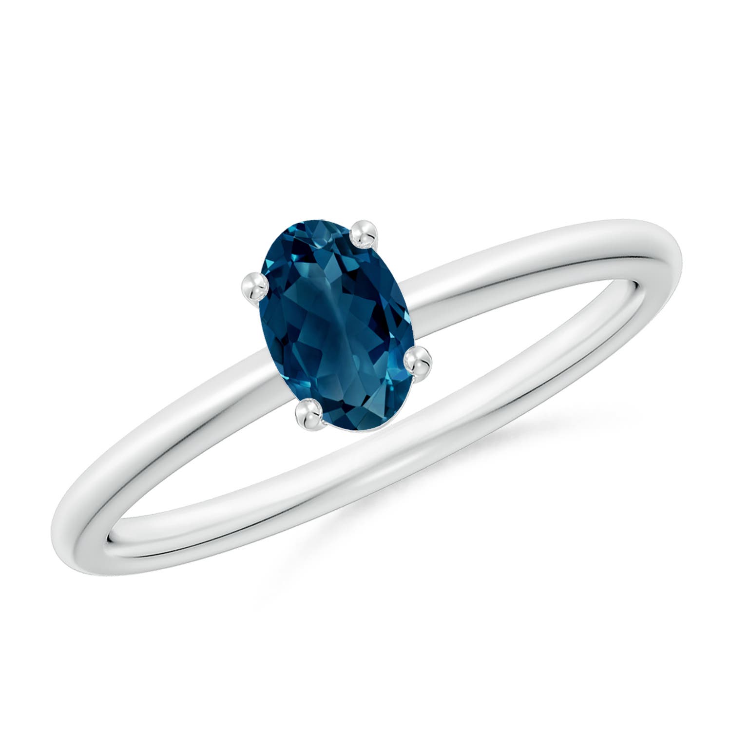 Angara 0.54 Carat Classic Solitaire Oval London Blue Topaz Promise Ring in Platinum