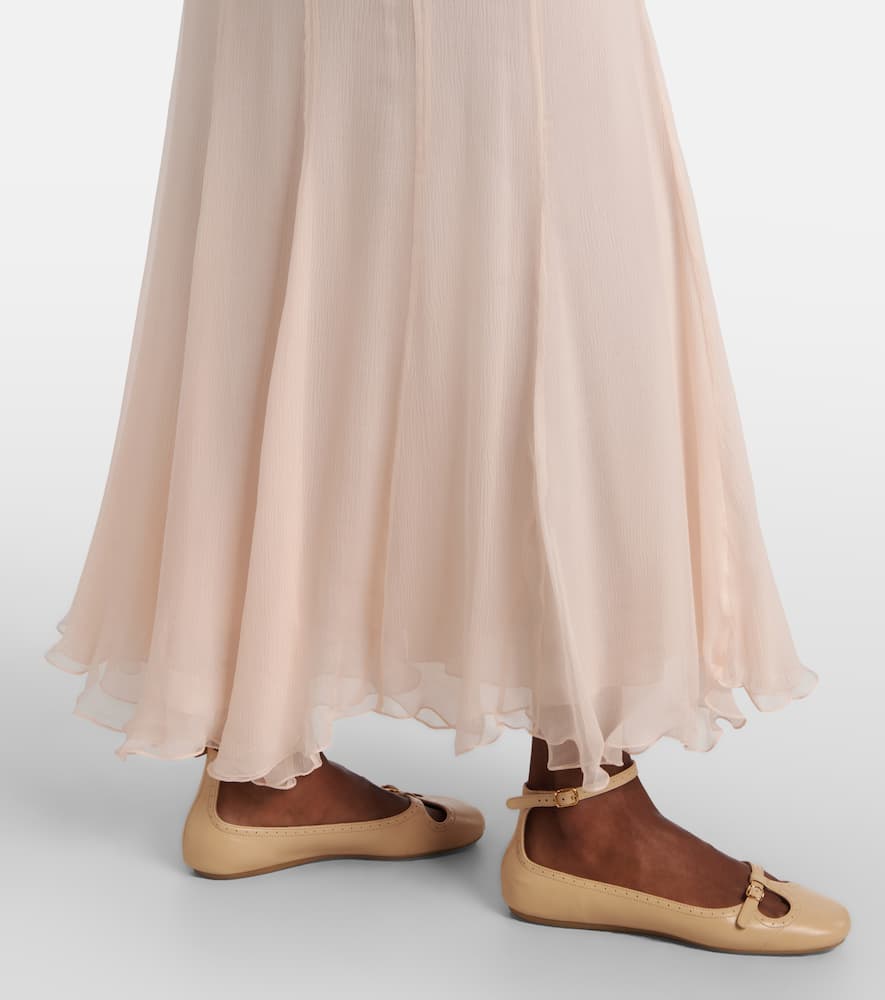 Chloé Pleated silk muslin maxi skirt