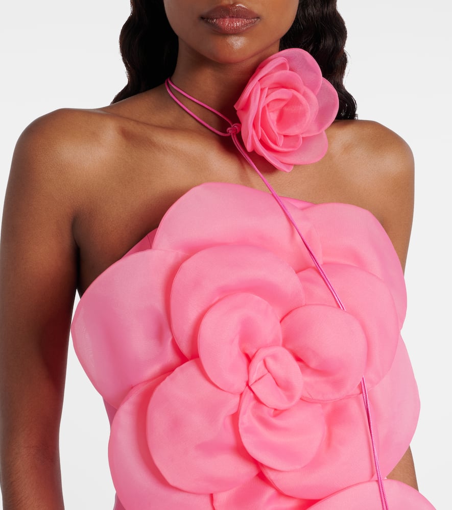 Floret floral-appliqué bustier dress