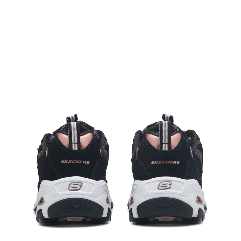 Women's D'lites Sneakers (Black/White/Rose Gold)