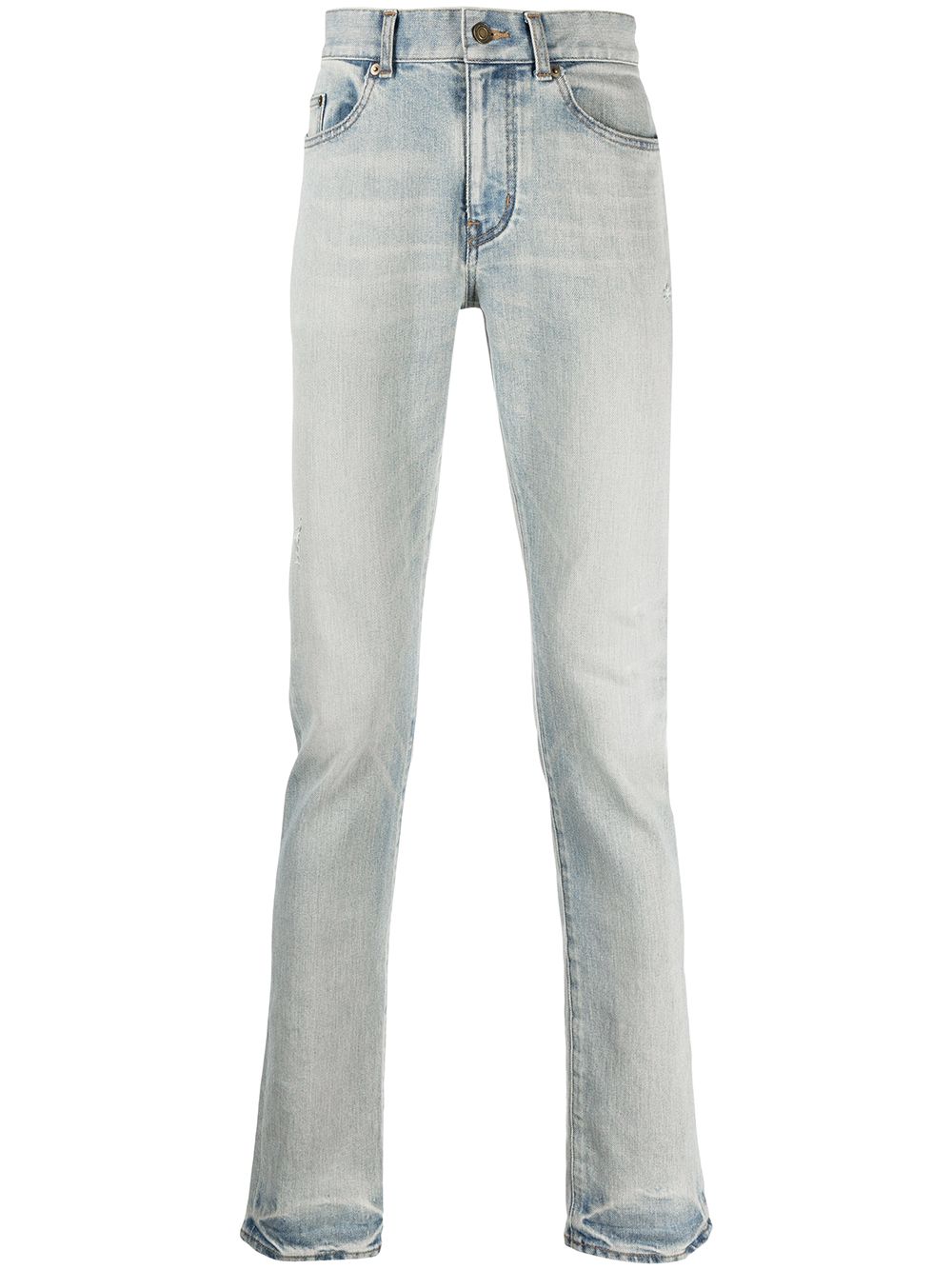 Faded-effect straight jeans - Blue