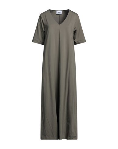 Alpha Studio Woman Midi dress Khaki Size 4 Cotton, Elastane