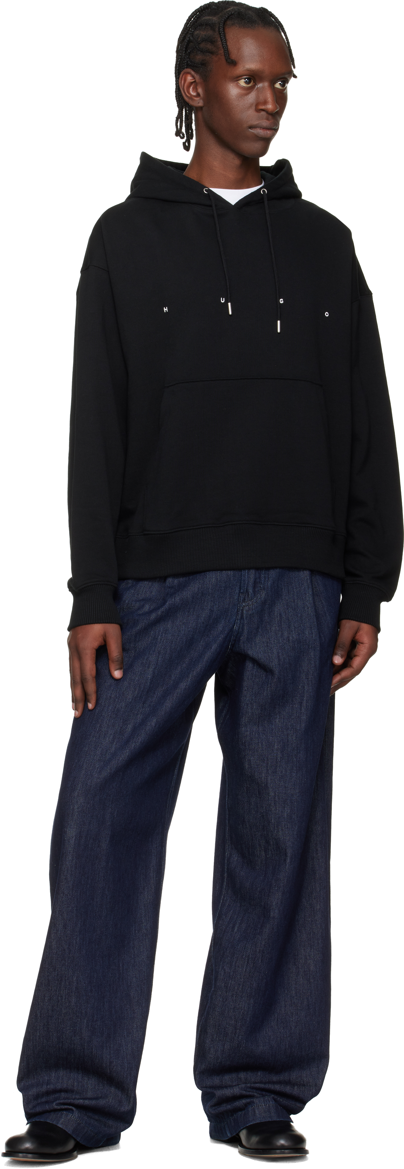 Black Oversized-Fit Graphic Print Hoodie