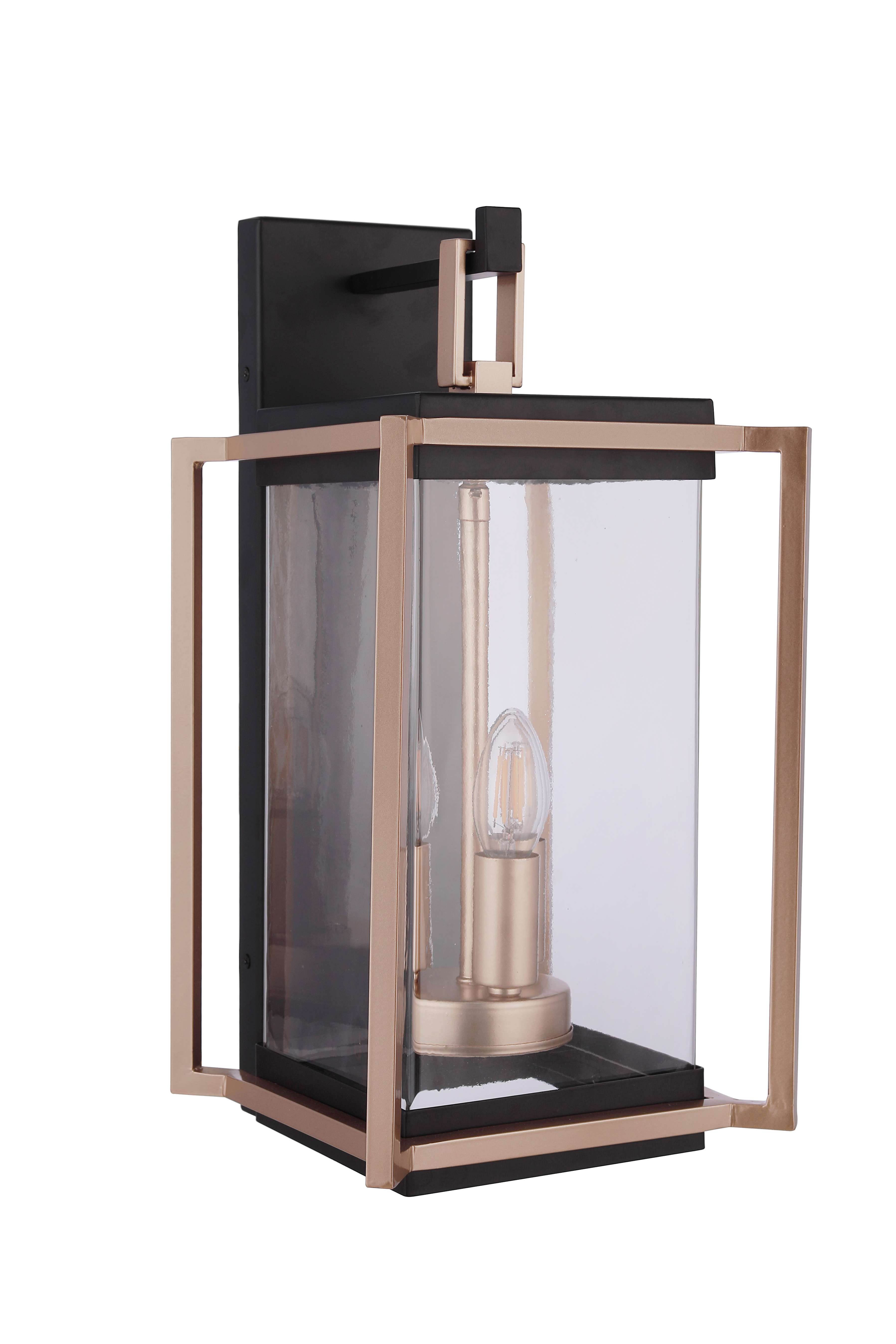 Midnight Satin Brass Outdoor Wall Lantern from the Metalwork Collection