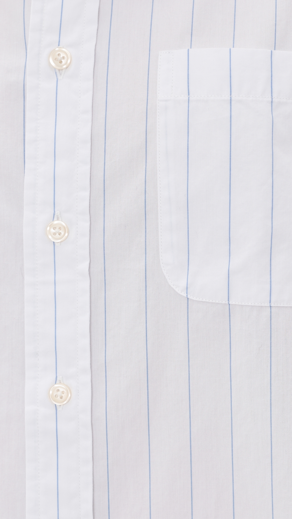 Bailey Cropped Button Down Shirt Light Blue Wide Pinstripe