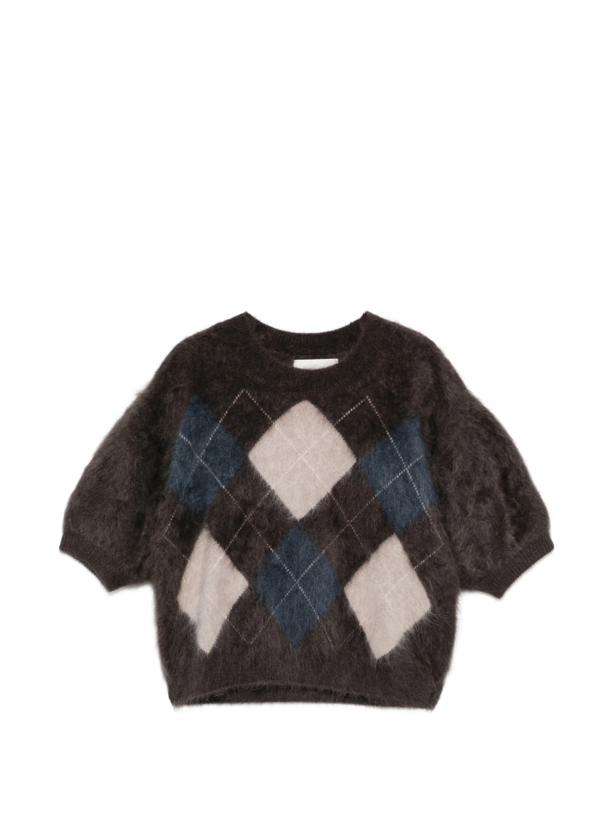 Crewneck Cashmere Sweater with Puff Sleeves