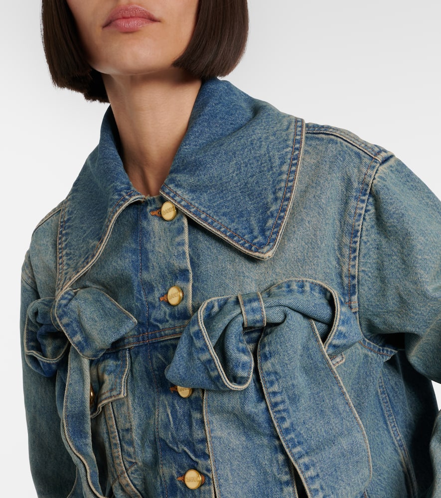 Bow-detail denim jacket