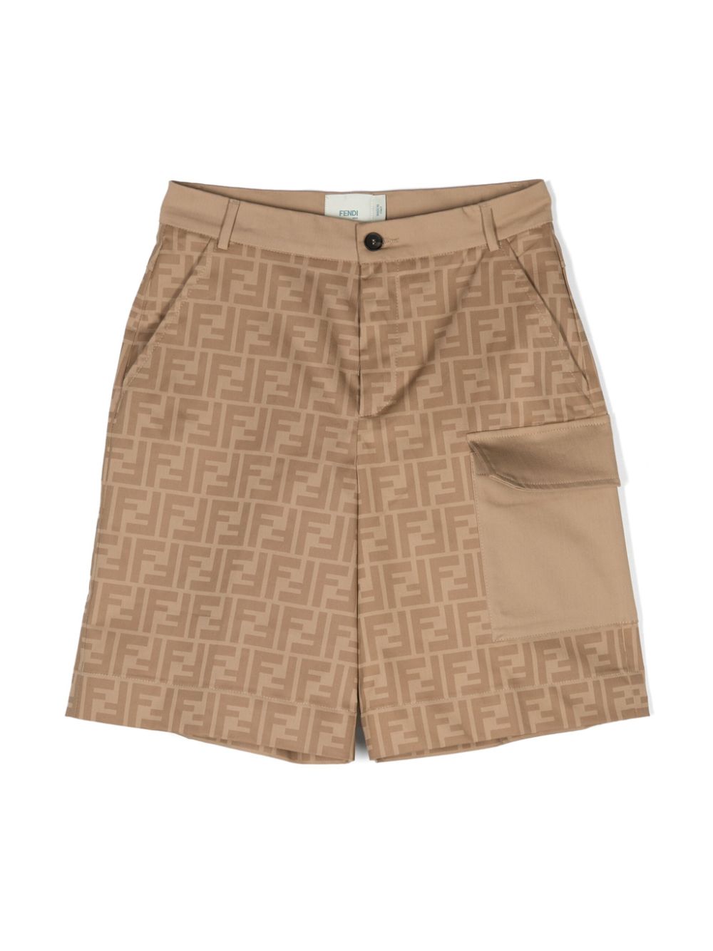 FF-patterned cargo shorts - Brown