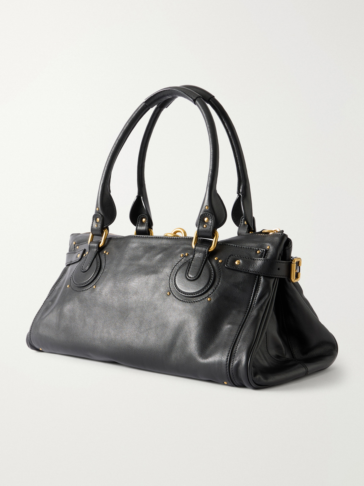 Paddington Large Locket-detail Leather Bag - Black