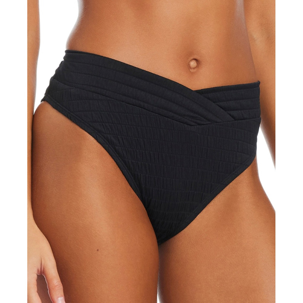 Black Women's Pucker Up V-Waist High Bikini Botto