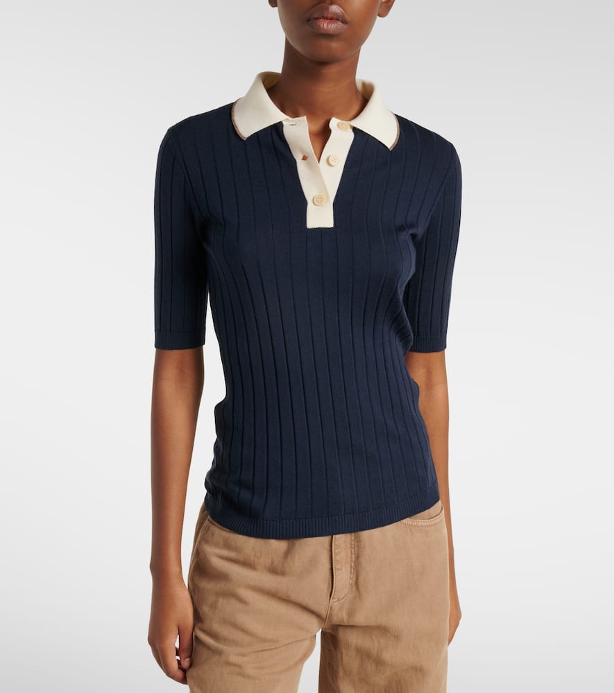 Embellished wool and cashmere polo sweater