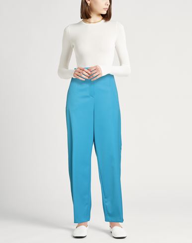 Woman Pants Azure Size 8 Polyester, Virgin Wool, Elastane