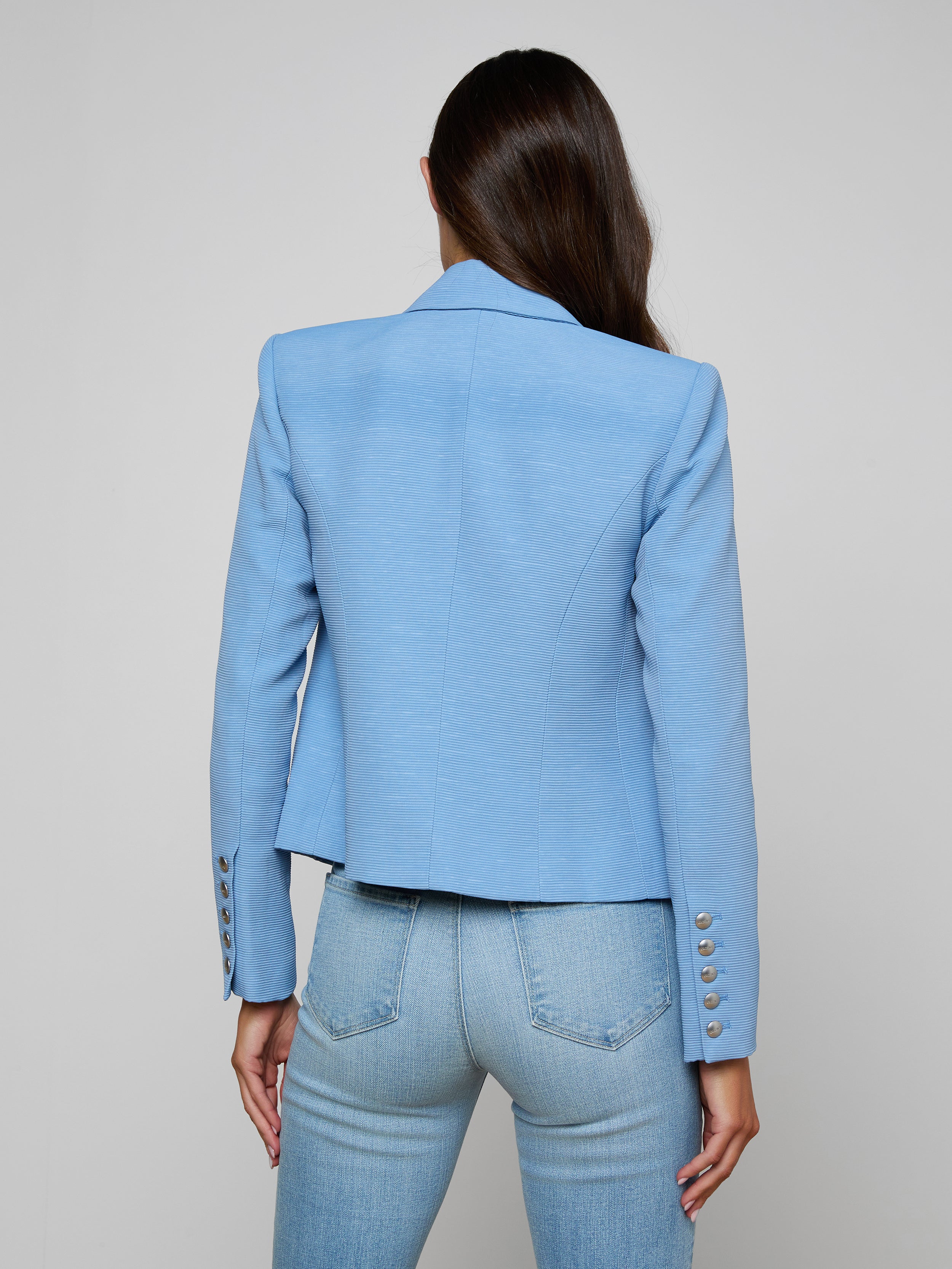Brooke Blazer In Allure Blue/ivory/blue Watercolor Lilac