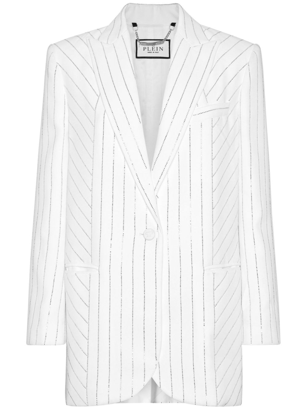 Crystal-pinstripe cady blazer - White