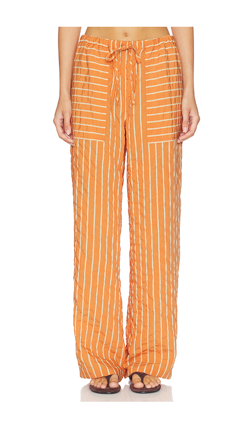 La Ligne Drawstring Pull On Pant in Apricot Stripe. L also in
