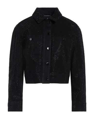 Emporio Armani Woman Denim outerwear Black Size 12 Cotton, Elastane