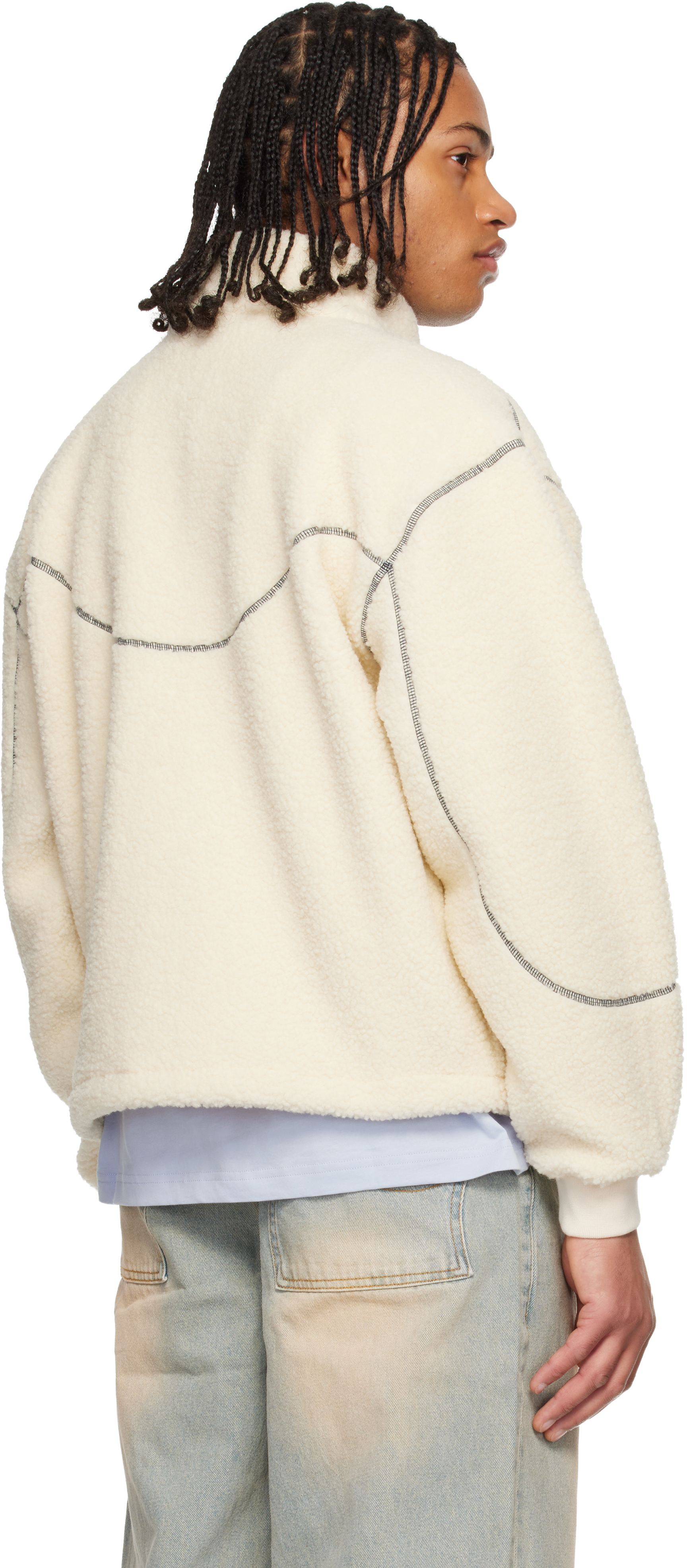 Off-White Polar Fleece Sherpa Zip Jacket