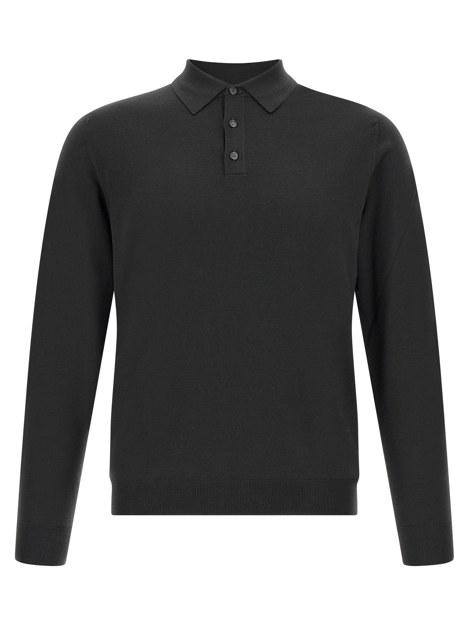 Flexwool Virgin Wool Polo Shirt — Black