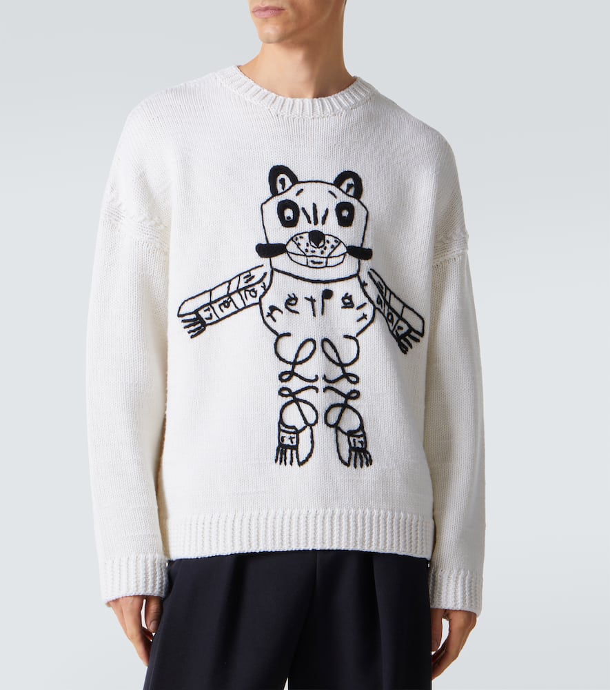 X Louis Wain embroidered wool sweater