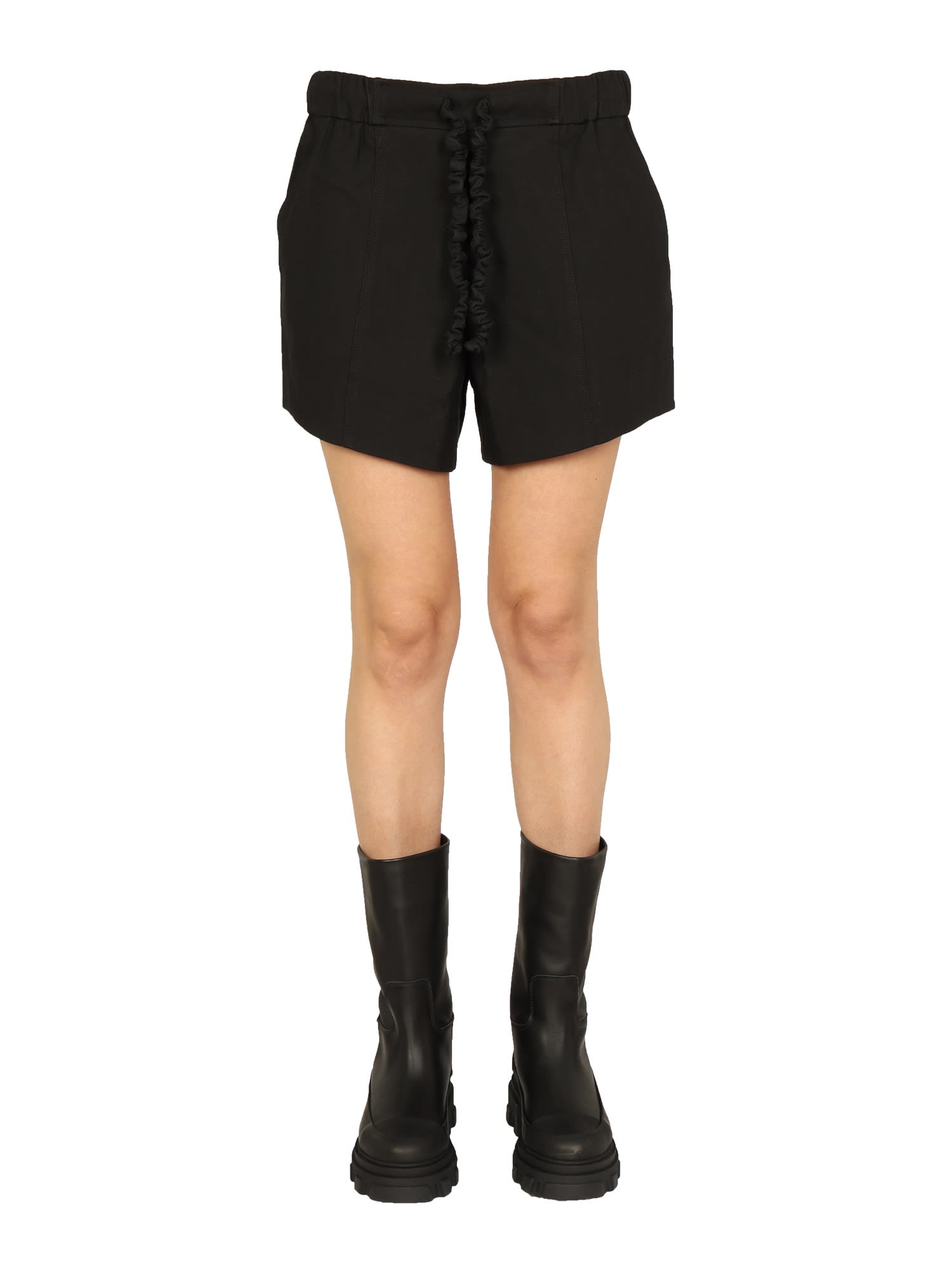 Crinkled drawstring-detail shorts